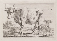 KG 07716
<br/>
Staande en liggende koe
<br/>
<em>Varelen, Jacob Elias van (1757-1840)</em>